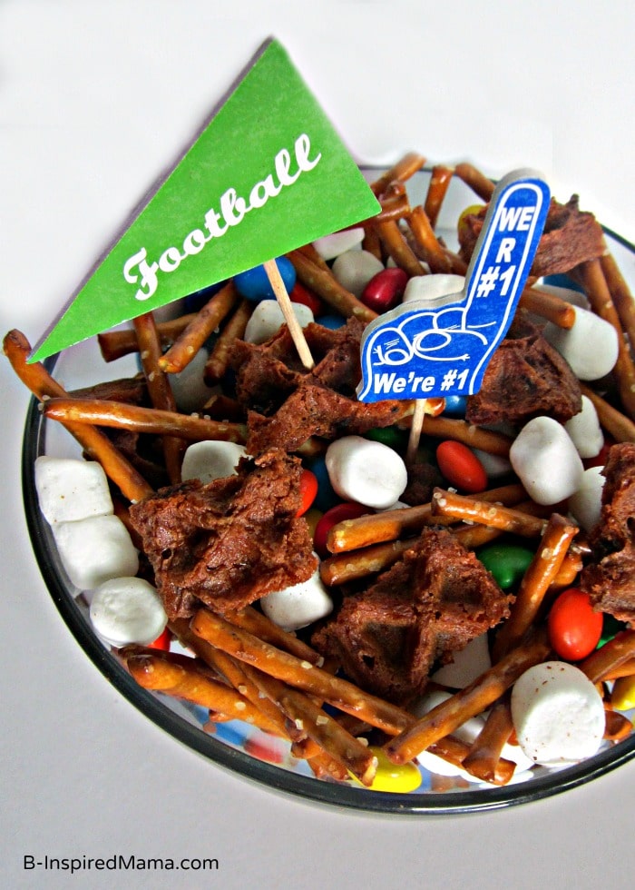 A Simple Football Party Mix Recipe with Eggo Waffles at B-Inspired Mama
