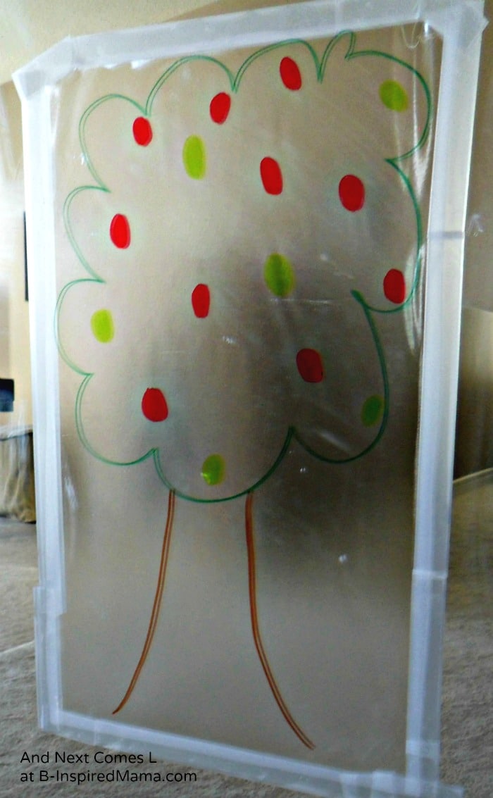 A Sticky Apple Tree Activity for Color Matching Fun at B-Inspired Mama