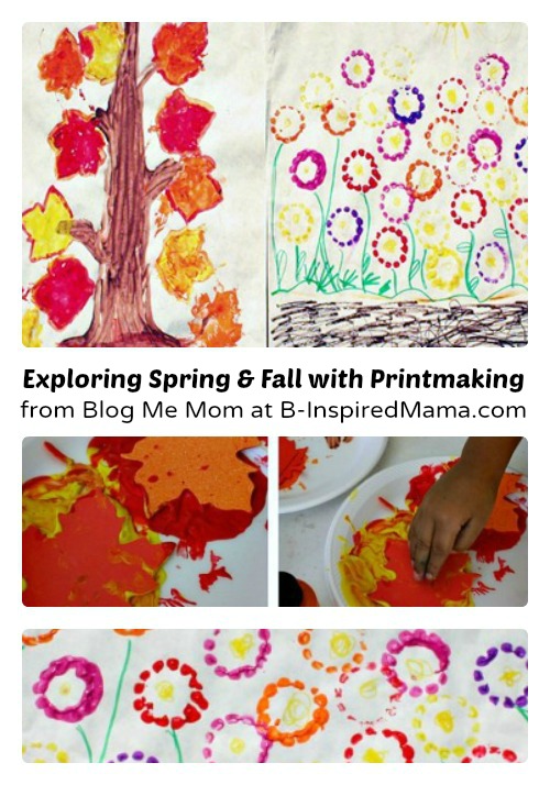 Season Craft - Exploring Spring and Fall with Printmaking from Blog Me Mom at B-Inspired Mama