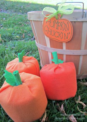 A DIY Pumpkin Chuckin' Halloween Game - Sponsored by #CottonelleTarget at B-Inspired Mama