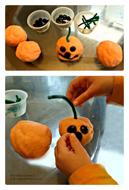 A Kids Play Dough Jack-O-Lantern Halloween Activity at B-Inspired Mama