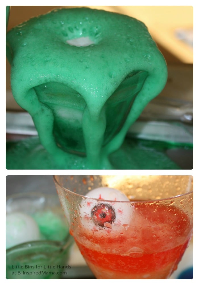 Having Halloween Science Fun with Colorful Fizzing Eyeballs at B-Inspired Mama