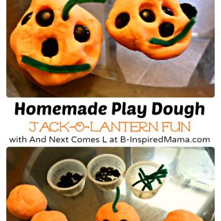 Jack-O-Lantern Play Dough Halloween Activity at B-Inspired Mama