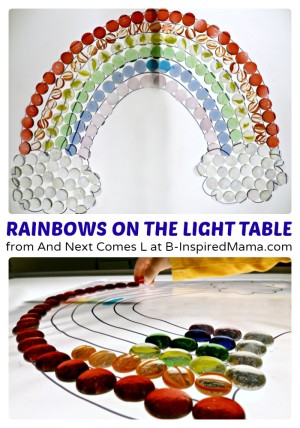 Making Rainbows on the Light Table at B-Inspired Mama