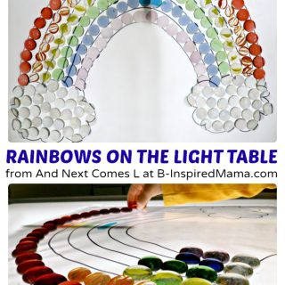 Making Rainbows on the Light Table at B-Inspired Mama