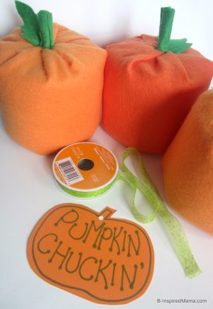 Making the Tag for the Pumpkin Chuckin' Halloween Game - Sponsored by #CottonelleTarget at B-Inspired Mama