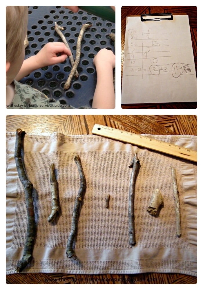 Nature Activities for Kids - Using Sticks for Math and Measuring at B-Inspired Mama