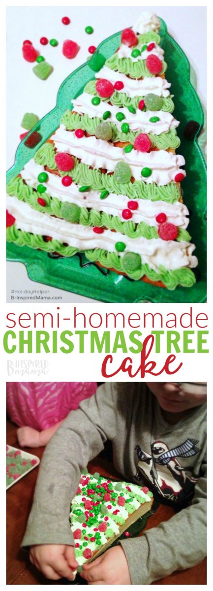 A Semi-Homemade Christmas Tree Christmas Cake - So easy the kids can do it!