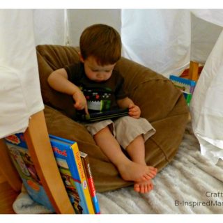 Having some Reading Fun in the DIY Book Nook at B-Inspired Mama