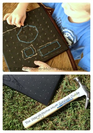 Make a Chalkboard Geoboard for Some Kids Math Fun at B-Inspired Mama