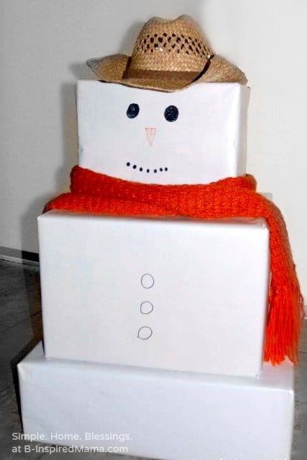 A Cardboard Box Snowman Play Set at B-Inspired Mama
