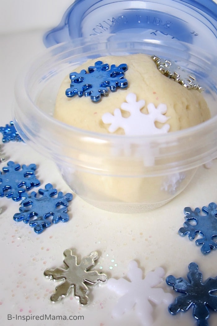 A Little Sparkle Snow Homemade Playdough Gift at B-Inspired Mama