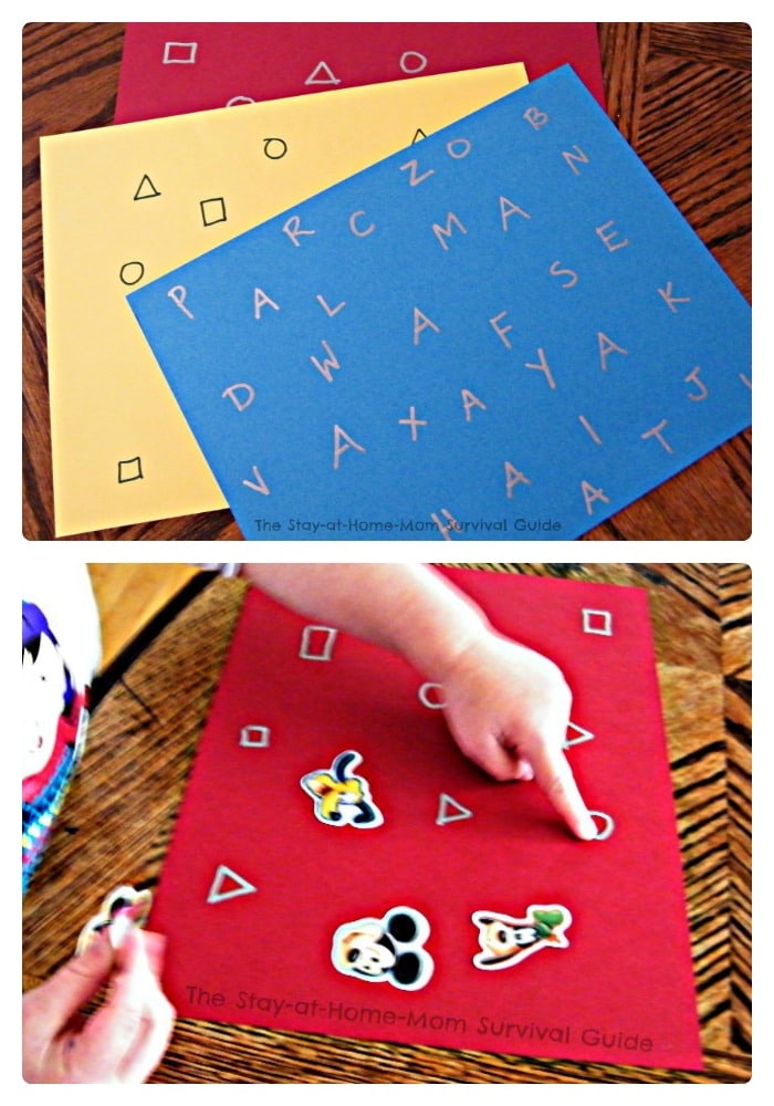 Learning Letters and Shapes with a Simple Sticker Activity - From The Stay-At-Home-Mom Survival Guide at B-Inspired Mama