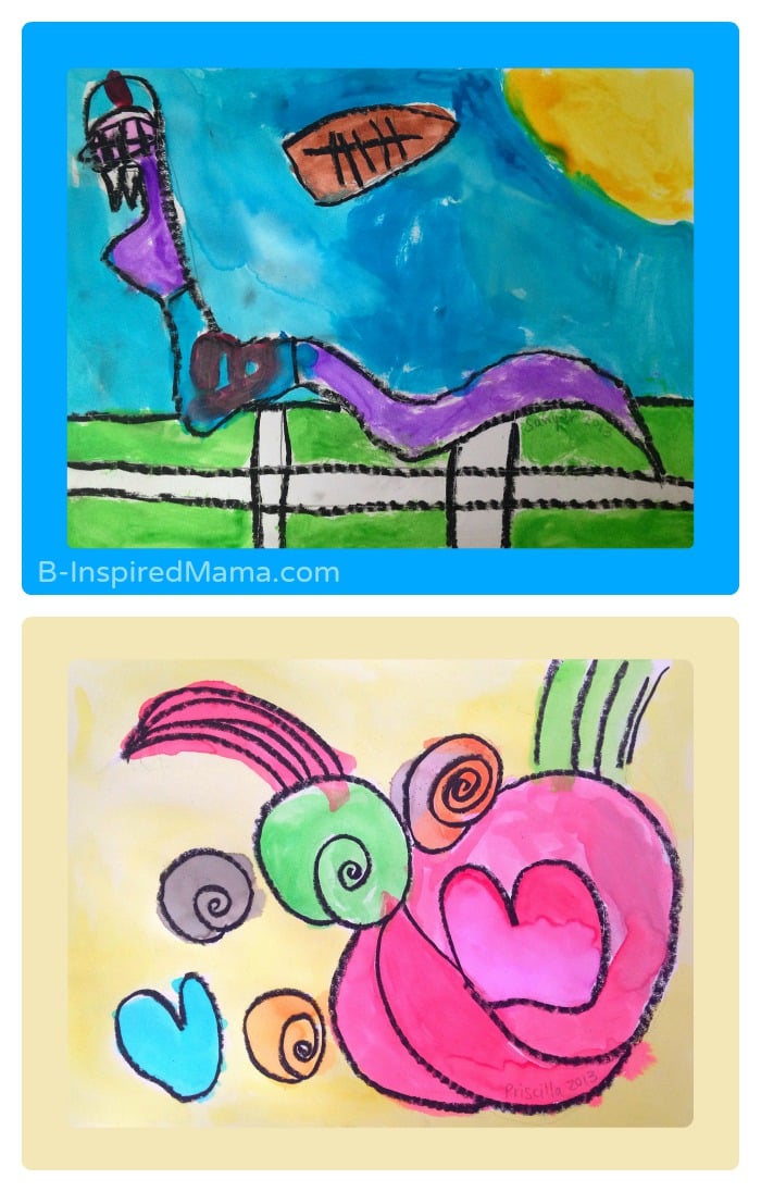 Oil Pastel and Watercolor Kid Art Posters for Christmas Gifts - Sponsored by Sponsored by #WalgreensApp #shop #cbias - B-Inspired Mama