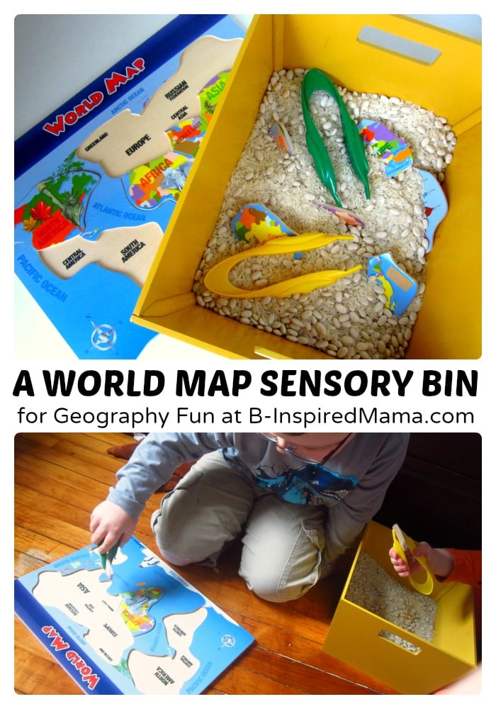 Fun Geography for Kids with a World Map Sensory Bin - B-Inspired Mama