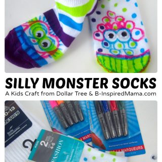Silly Socks Monster Craft - Sponsored by Dollar Tree at B-Inspired Mama