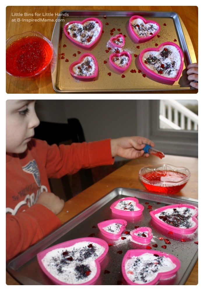 The Setup - Fun Fizzy Hearts Science for Kids at B-Inspired Mama