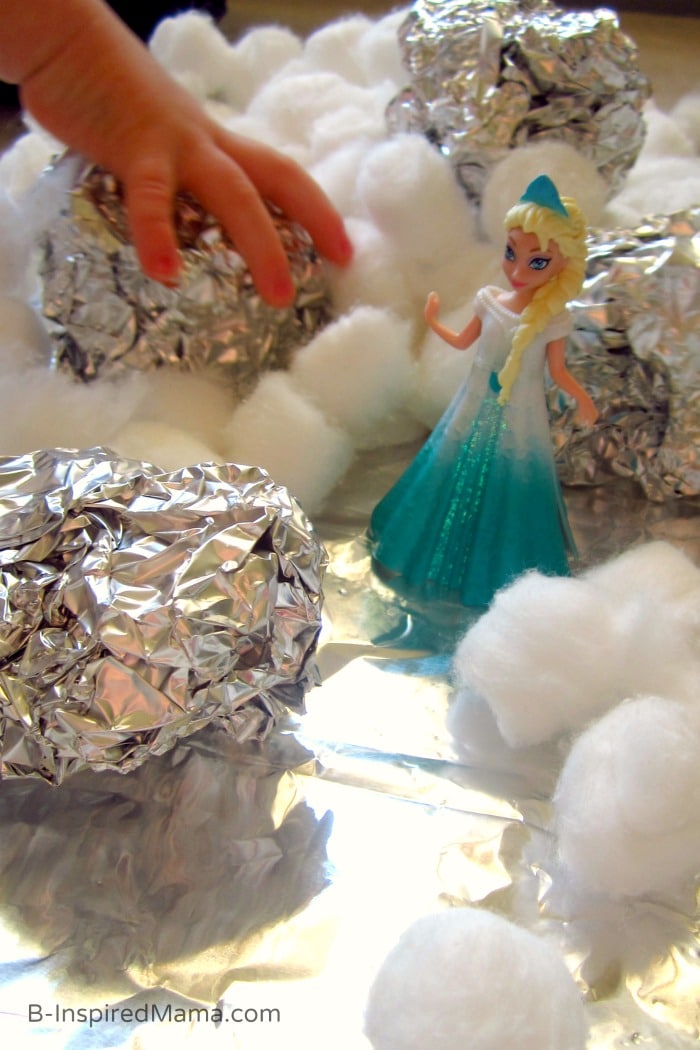 Tin Foil Icebergs - Ice and Snow Indoor Kids Play with Disney FROZEN at B-Inspired Mama #FrozenFun #shop #cbias