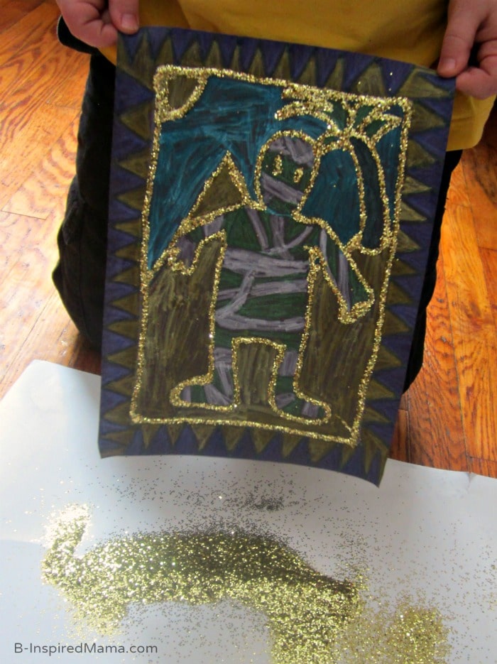 Glittery Golden Egyptian Inspired Kids Art Project (#Sponsored by #SwifferatTarget) at B-Inspired Mama