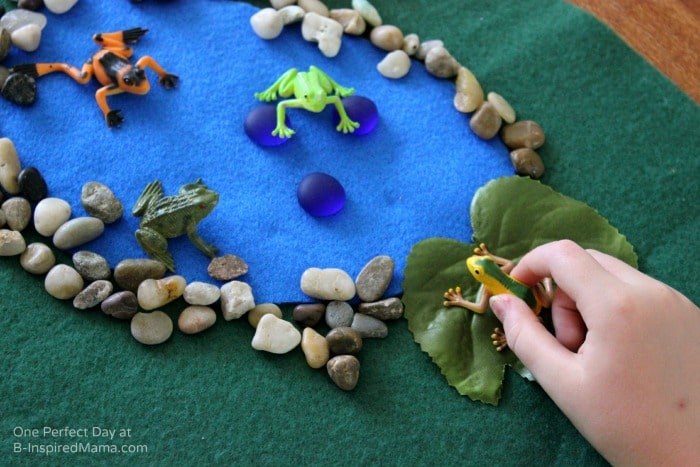 Spring Frog Pond Small World Kids Play at B-Inspired Mama