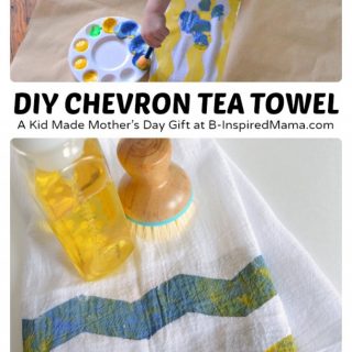 A Kid Painted Chevron Tea Towel Mother's Day Craft [Sponsored by #FrogTape] at B-Inspired Mama