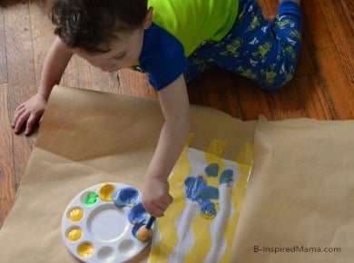 A Kid Painted Chevron Tea Towel Mother's Day Craft at B-Inspired Mama