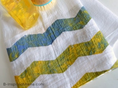 Chevron Painted Tea Towel Mother's Day Craft [Sponsored by #FrogTape] at B-Inspired Mama
