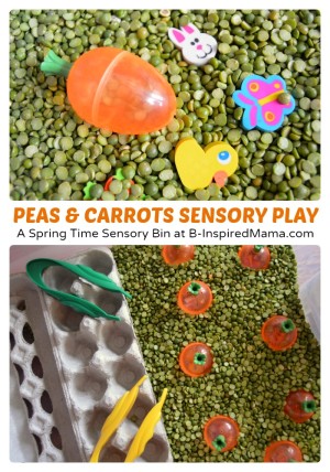 Cute Peas and Carrots Sensory Play at B-Inspired Mama