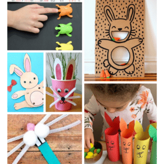 A collage of various Easter Bunny activities for kids of all ages!