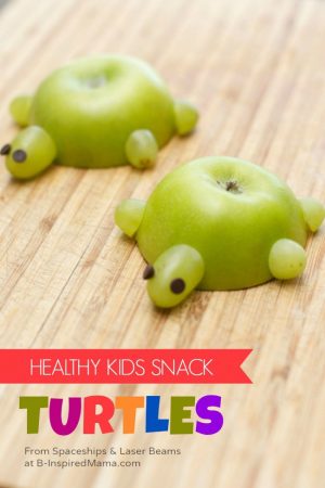 A Healthy Kids in the Kitchen Recipe - Apple Turtles at B-Inspired Mama