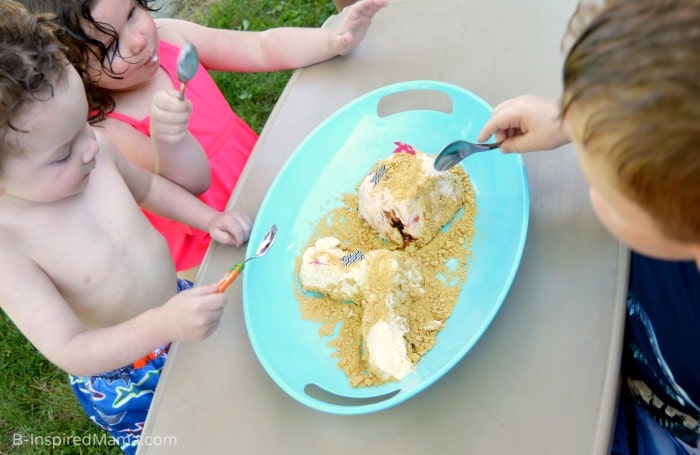 Digging In to Our Giant Ice Cream Sundae Sand Castle - B-Inspired Mama