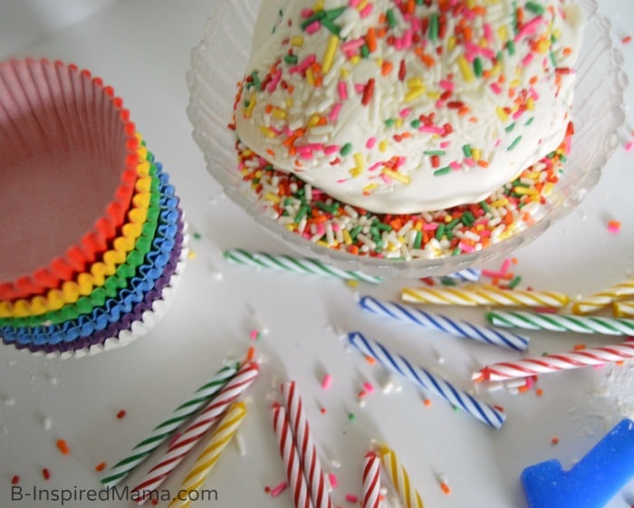 Adding Sprinkles to a Cupcake Play Dough Recipe - #GeorgeTurns1 at B-Inspired Mama