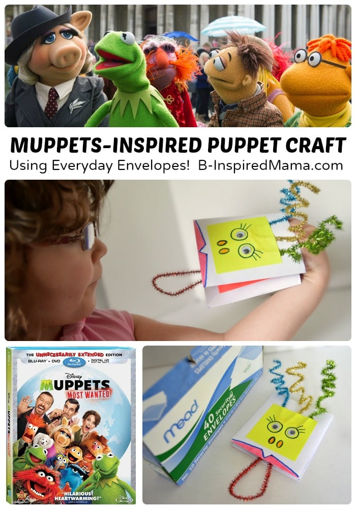Muppet Inspired Envelope Puppet Craft - #sponsored #MuppetsMostWanted - B-Inspired Mama