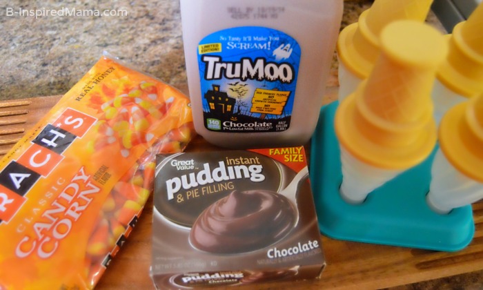 Ingredients for Our Double Chocolate Candy Corn Pudding Pops Recipe - [#Sponsored #TruMooTreats] at B-Inspired Mama
