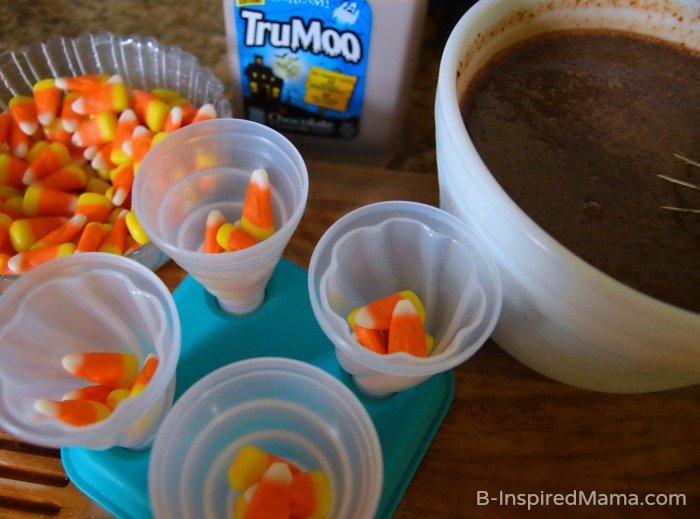 Making Our Double Chocolate Candy Corn Pudding Pops Recipe - [#Sponsored #TruMooTreats] at B-Inspired Mama