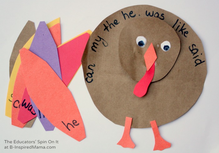Our DIY Sight Word Turkey Game at B-Inspired Mama