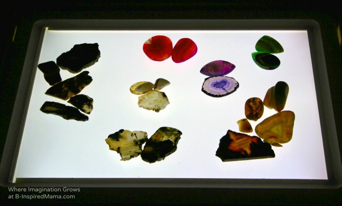 Sorting Colors - Light Table Geology Science for Kids at B-Inspired Mama