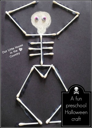 Skeleton Craft + 50+ Kids Halloween Party Ideas - Halloween Crafts, Activities, Games, Favors, and Food + The Kids Co-Op Link Party at B-Inspired Mama