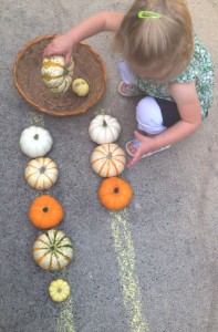 Simple Math with Mini Pumpkins - 16+ Pumpkin Theme Early Learning Ideas + The Weekly Kids Co-Op Link Party at B-Inspired Mama
