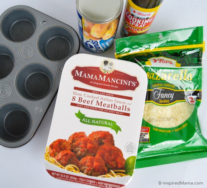 Ingredients for Easy Meatball Biscuit Bites - A Kids in the Kitchen Recipe at B-Inspired Mama #ad #MancinisMeatballs