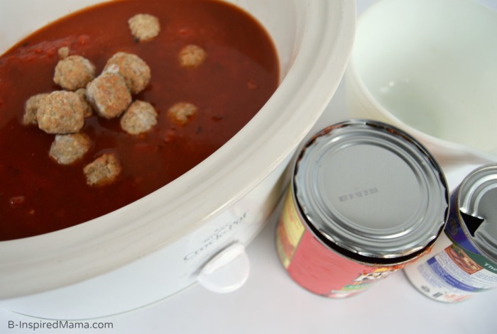 Making some Simple Crock Pot Spaghetti and Meatballs at B-Inspired Mama #AD #CansGetYouCooking