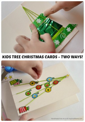 A Christmas Tree Homemade Christmas Card Craft for Kids - Two Ways - at B-Inspired Mama