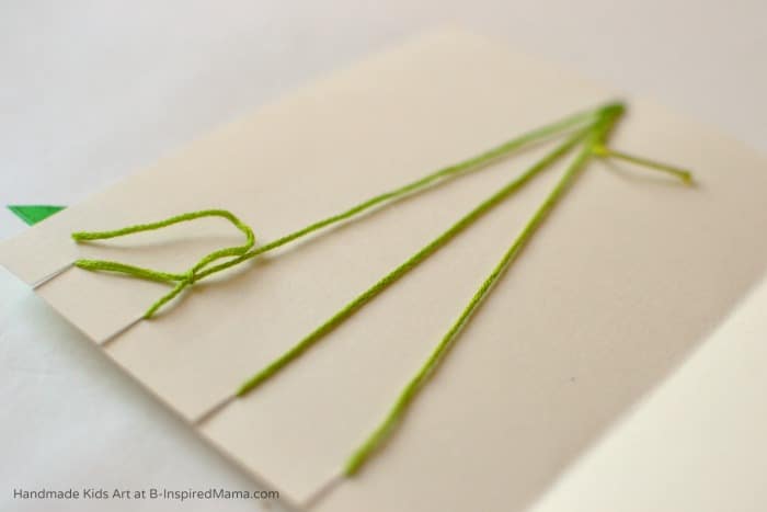 First Step - Woven Ribbon Tree Homemade Christmas Card Craft at B-Inspired Mama