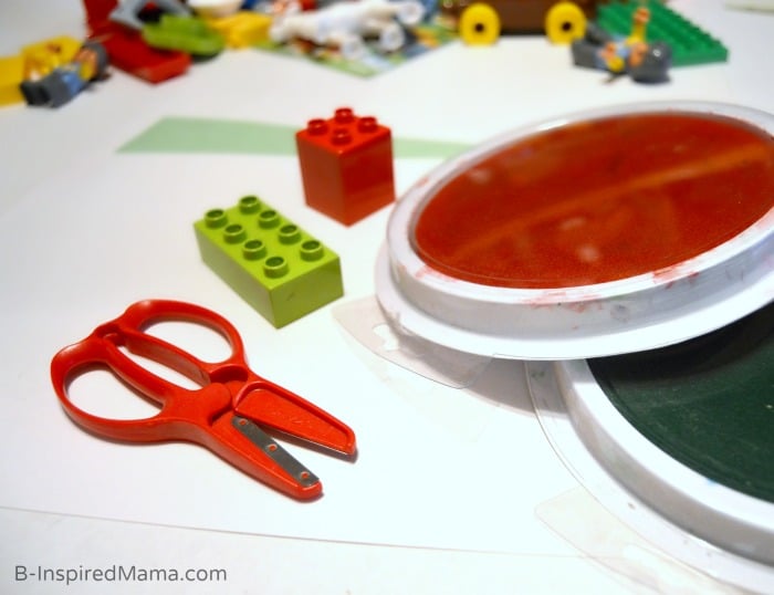 Supplies for Making our An Easy Kids Christmas Craft Using LEGOs [Sponsored by LEGO] at B-Inspired Mama