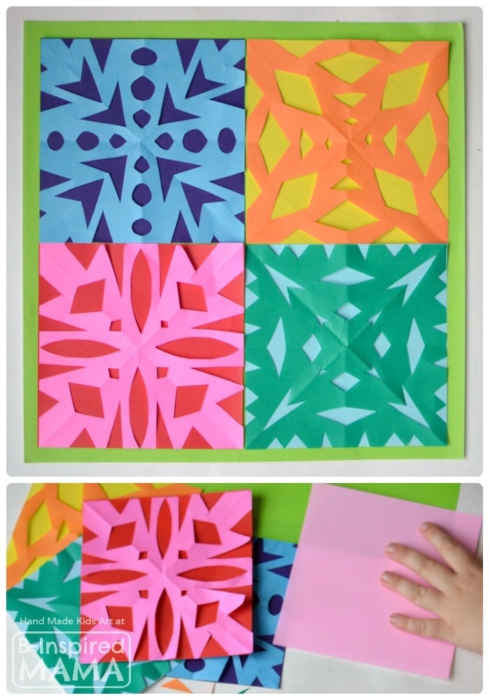 A Colorful Kids Art Quilt using Paper Snowflakes - B-Inspired Mama