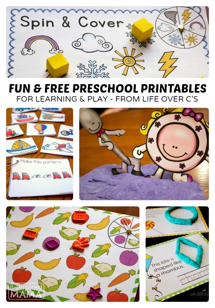 Fun and Free Preschool Printables - From Life Over C's at B-Inspired Mama