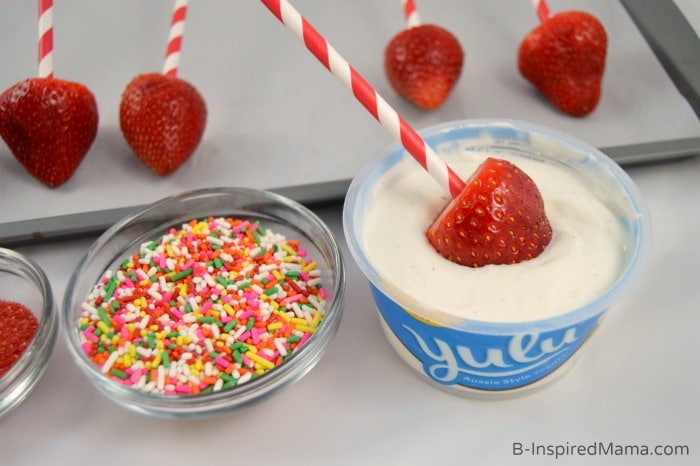 Making Strawberry Yogurt Pops - A Kids in the Kitchen Recipe [Sponsored by Yulu] at B-Inspired Mama