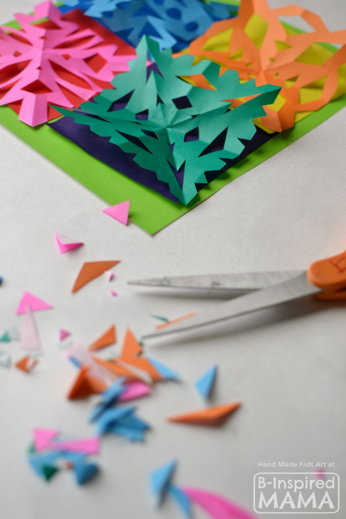 Making a Colorful Kids Art Quilt using Paper Snowflakes - B-Inspired Mama