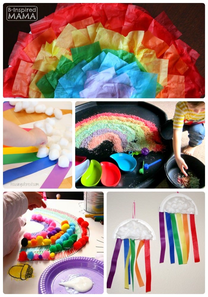 14 Fun and Colorful Rainbow Crafts for Kids + The Kids Co-Op Link Party at B-Inspired Mama