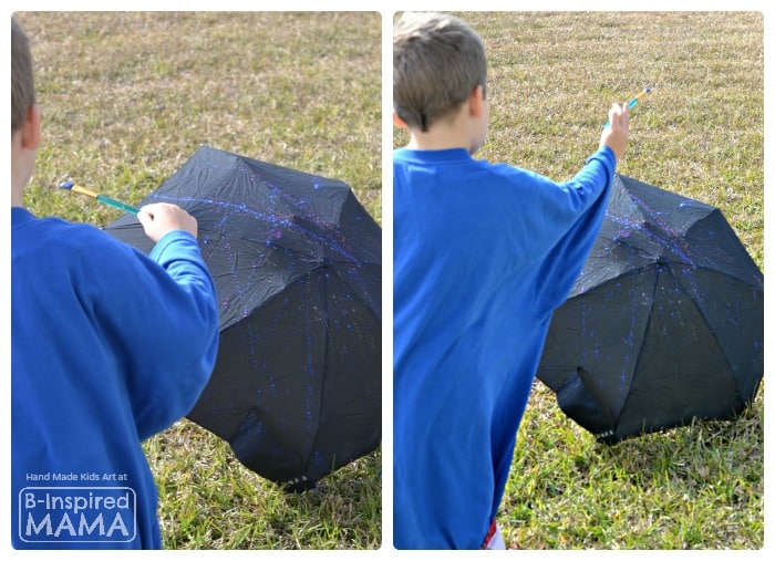 A Fun Action-Painted Umbrella Kids Art Activity - Perfect for Spring - at B-Inspired Mama